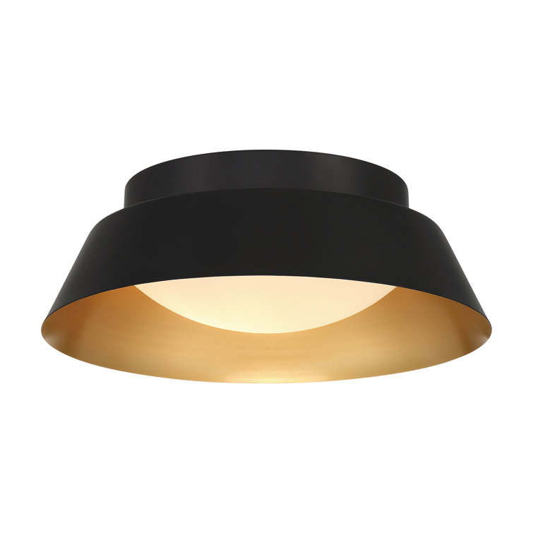Joss & Main 2 Light Matte Black + Gold Flush Mount Wayfair Canada